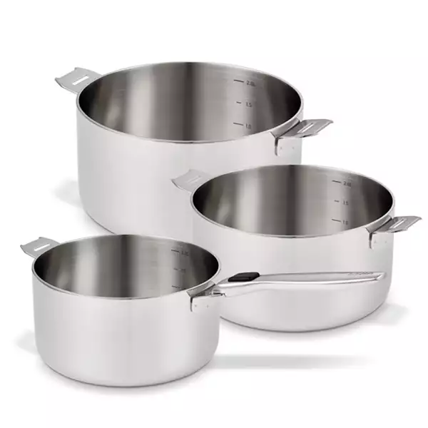 Lot 3 casseroles inox Evolution Beka avec poignée amovible